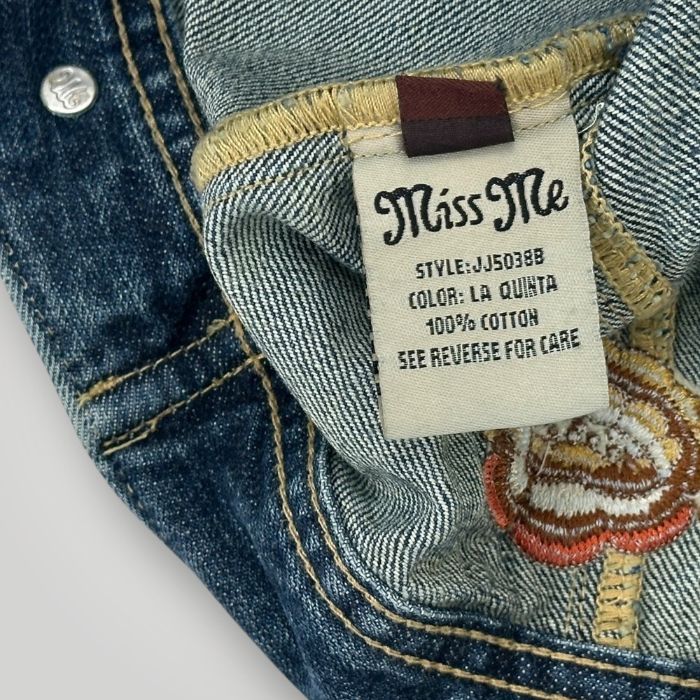 Miss Me Denim Jacket Womens Small Blue Embroidered Floral La Quinta Western Boho - Picture 10 of 13